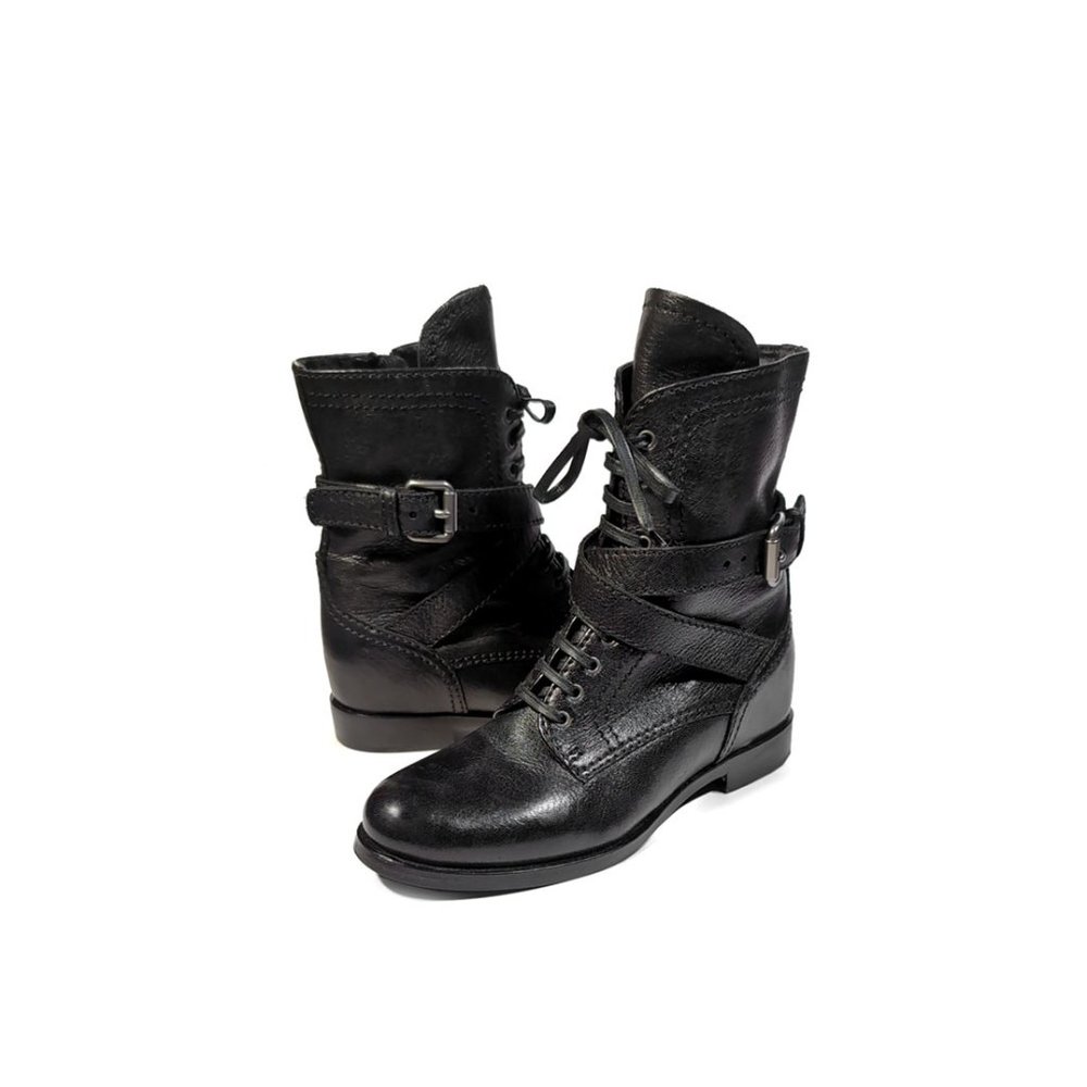 PRADA Combat Boots Black Leather Lace Up Boots Size 36 | 5.5 US